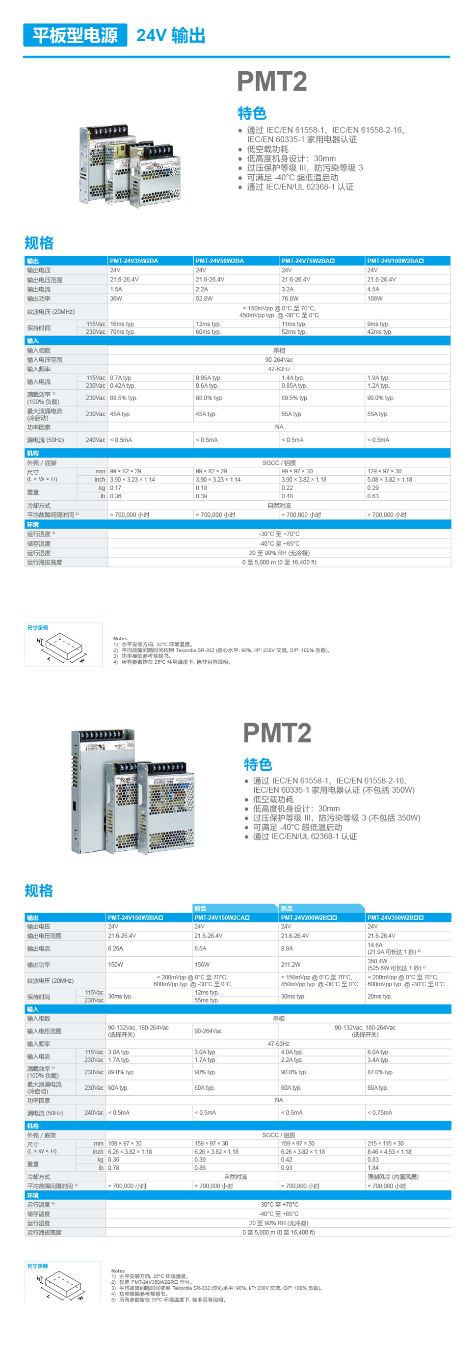 台达 PMT-24V150W2BA 开关电源 PMT系列150W开关电源-工控猫