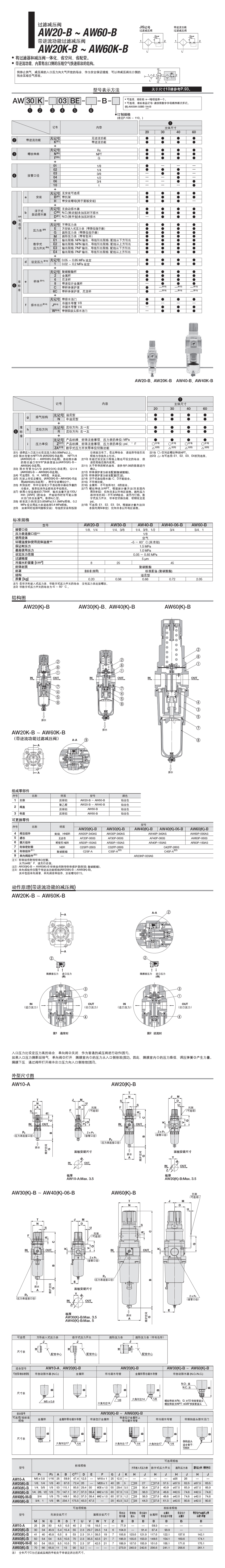SMC AW40-04-B 过滤调压阀 AW 过滤减压阀-工控猫
